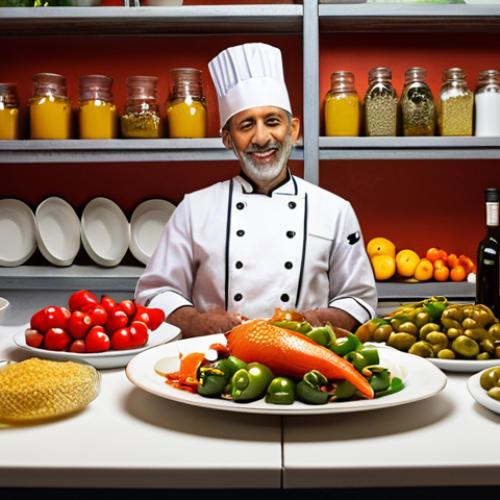 Home 18 **Image Prompt:** A vibrant, multicultural kitchen scene in Portugal. A chef, surrounded by fresh, local ingredients (fish, olive oil, peppers), is creatively adapting a recipe from their childhood, blending familiar flavors with Portuguese culinary techniques. The atmosphere is warm and inviting, showcasing the fusion of cultures in Portuguese cuisine.
