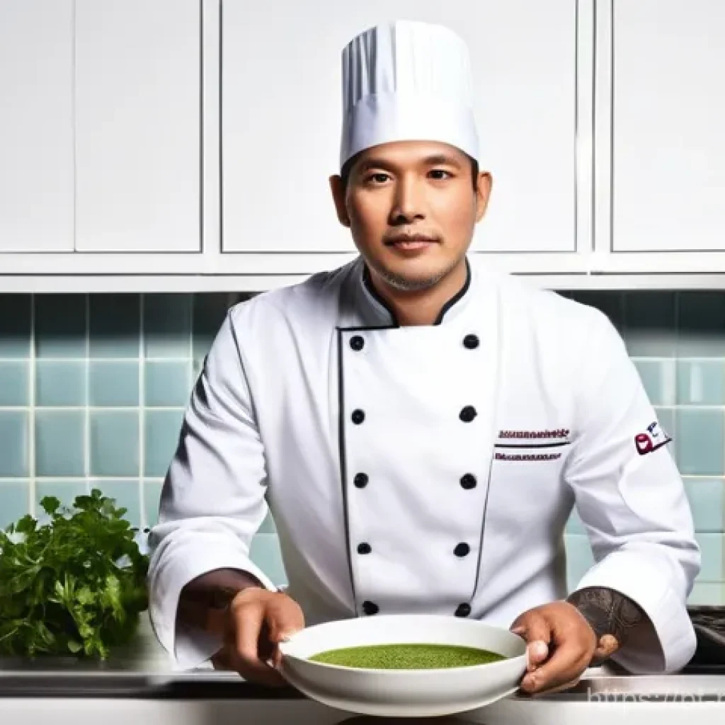 다문화 요리사 필기시험 기출 문제 - **Prompt:** A professional Portuguese-Asian fusion chef, male or female, in a modern, well-lit kitch...