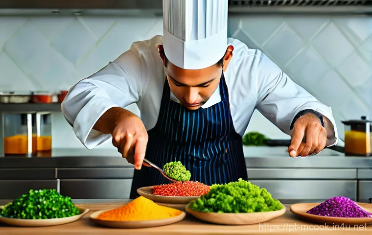 다문화 요리사의 하루 - **The Culinary Dawn: A Chef's First Glimpse**
    A multicultural chef stands in a brightly lit, pri...