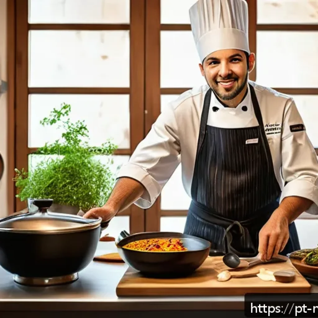 다문화 요리사 취업 포트폴리오 작성법 - A professional multicultural chef in a warmly lit, authentic kitchen environment, surrounded by trad...